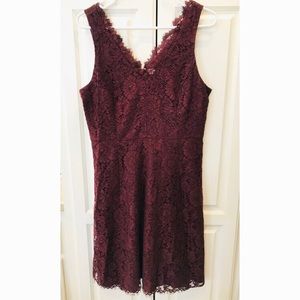 Burgundy Lace LOFT Sleeveless Dress Size 8